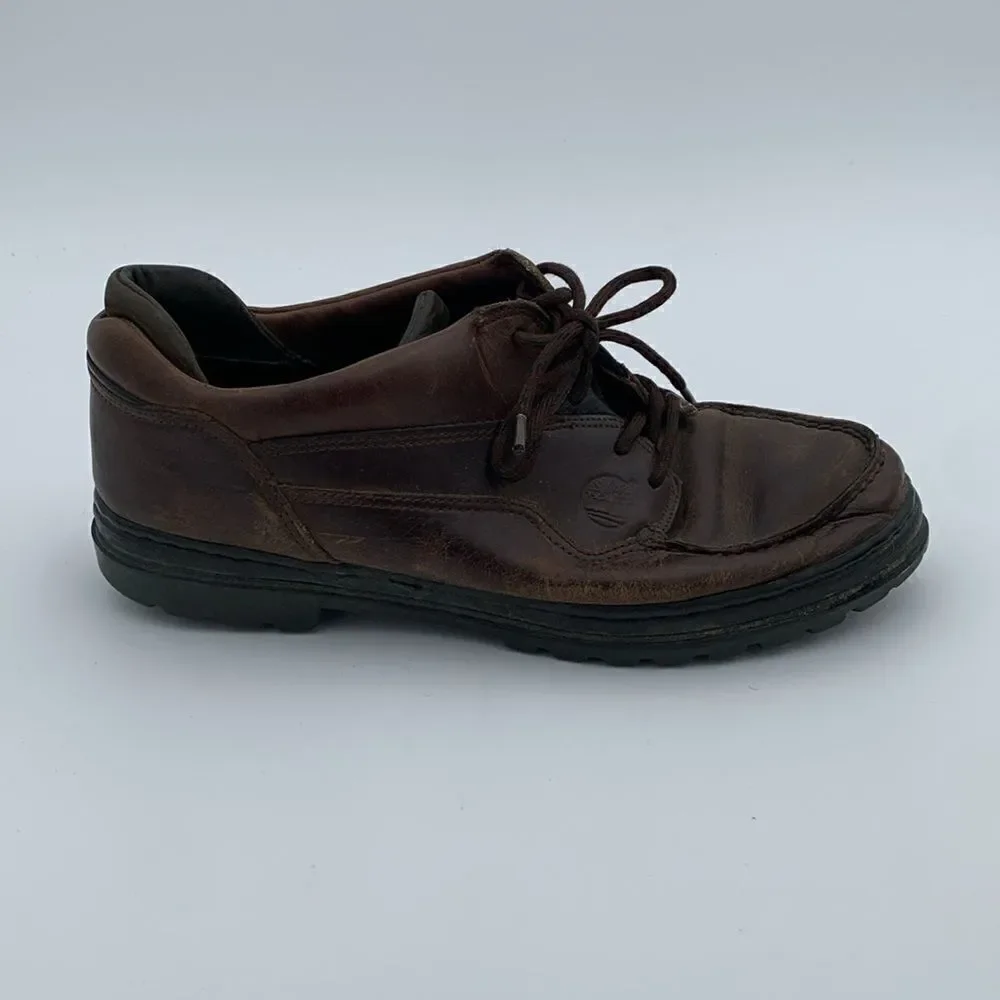 Vintage Timberland brown leather lace up boat shoes
